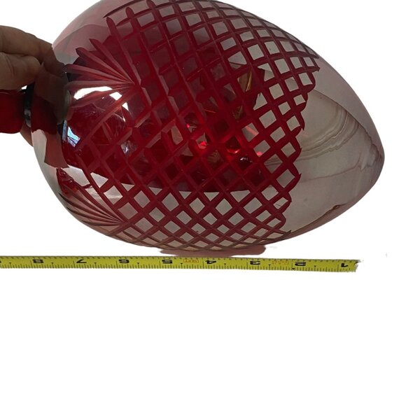 Christmas jumbo glass silver egg ornament red etching metal finial India 8" - Picture 9 of 9